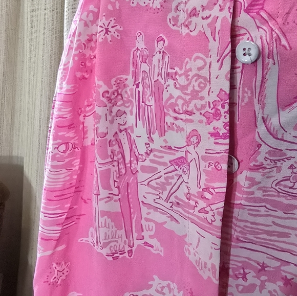 Lilly Pulitzer silk Palm Springs beach nudes swimmers story print dress - Picture 8 of 16